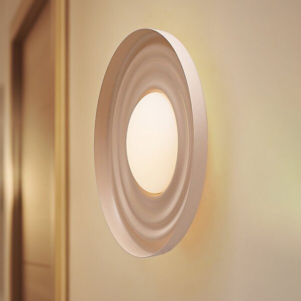 Lindby Aplică LED Waves, bej, Ø 43 cm, metal, Bej, Camera de zi / sufragerie, Metal, Modern