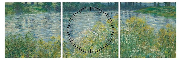 Tablou - Claude Monet, Banks of the Seine, reproducere (cu ceas) (90x30 cm)