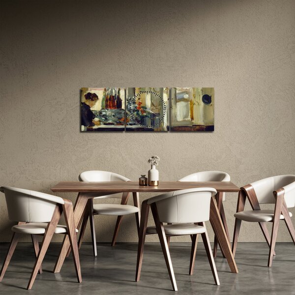 Tablou - Style of Edouard Manet, Bon Bock Cafe, reproducere (cu ceas) (90x30 cm)