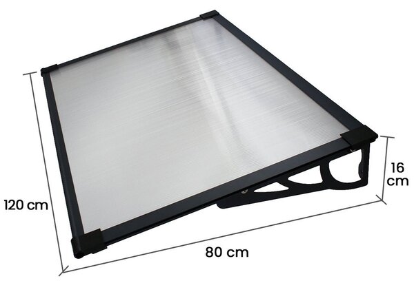 Copertina Usa / Geam MAX PRO 120x80 cm, Policarbonat 5.2 mm, Margini din Aluminiu, Suporturi din Otel Vopsit, Negru/Transparent