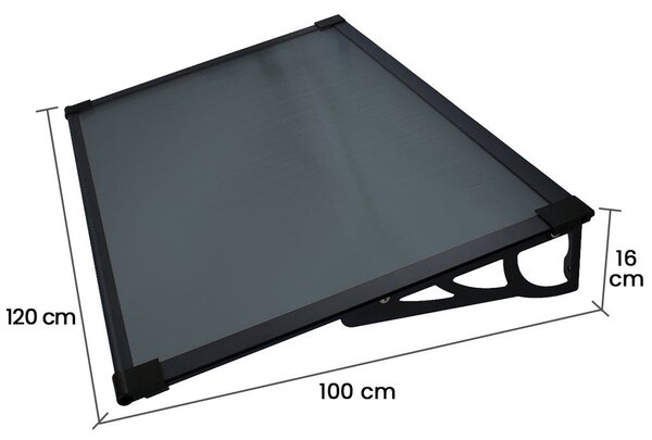 Copertina Usa / Geam MAX PRO 120x100 cm, Policarbonat 5.2 mm, Margini din Aluminiu, Suporturi din Otel Vopsit, Negru/Antracit