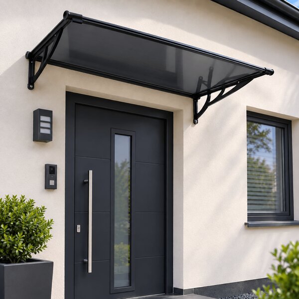 Copertina Usa / Geam MAX PRO 120x100 cm, Policarbonat 5.2 mm, Margini din Aluminiu, Suporturi din Otel Vopsit, Negru/Antracit
