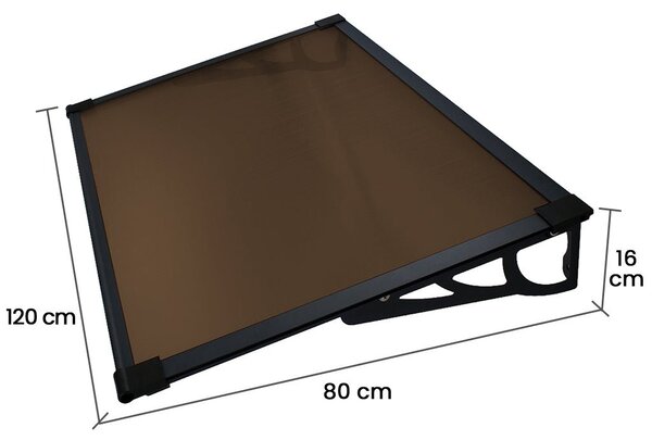 Copertina Usa / Geam MAX PRO 120x80 cm, Policarbonat 5.2 mm, Margini din Aluminiu, Suporturi din Otel Vopsit, Negru/Bronz