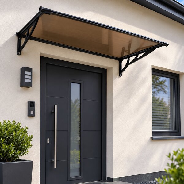 Copertina Usa / Geam MAX PRO 120x80 cm, Policarbonat 5.2 mm, Margini din Aluminiu, Suporturi din Otel Vopsit, Negru/Bronz
