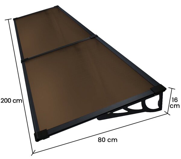 Copertina Usa / Geam MAX PRO 200x80 cm, Policarbonat 5.2 mm, Margini din Aluminiu, Suporturi din Otel Vopsit, Negru/Bronz