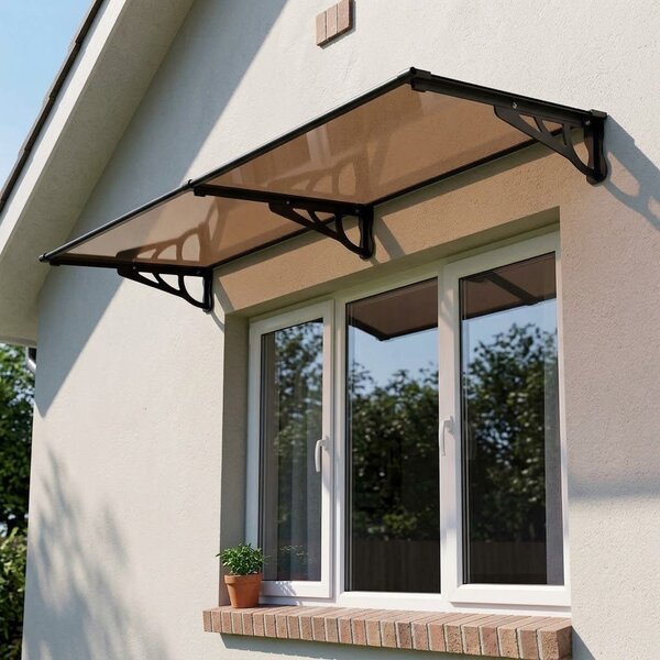 Copertina Usa / Geam MAX PRO 200x80 cm, Policarbonat 5.2 mm, Margini din Aluminiu, Suporturi din Otel Vopsit, Negru/Bronz