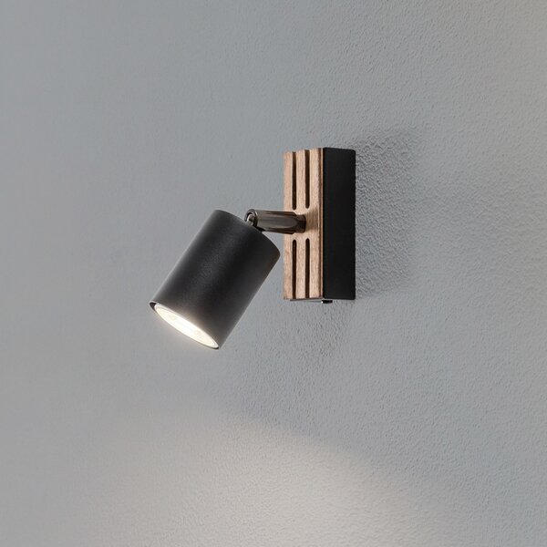 Envostar Tino Radiator de perete 1 bec negru/lemn, reglabil, Negru, Camera de zi / sufragerie, Metal