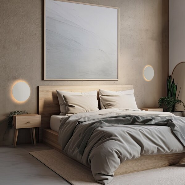 TK Lighting Aplică Luna, bej, lumină indirectă, Ø 30 cm, oțel, reglabil, Bej, Camera de zi / sufragerie, Metal