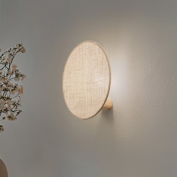 TK Lighting Aplică Pulse, abajur din iută, maro natural, Ø 30 cm, reglabil, Maro / Rugină, Camera de zi / sufragerie, Țesătură / Textil