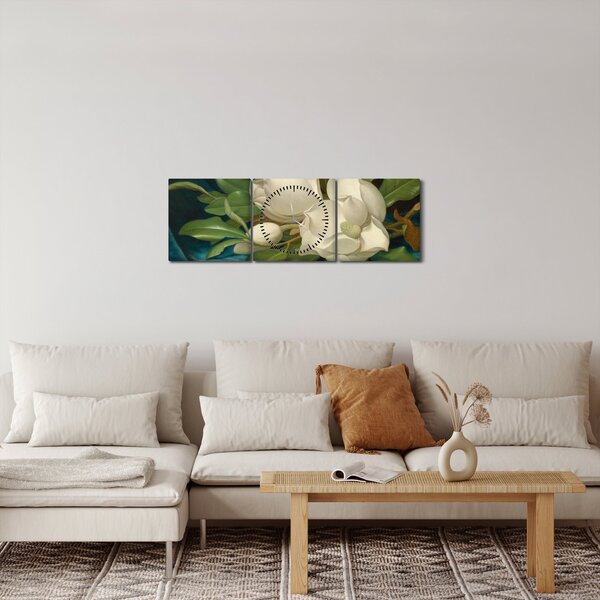 Tablou - Martin Johnson Heade, Giant Magnolias on a Blue Velvet Cloth, reproducere (cu ceas) (90x30 cm)
