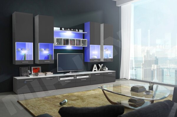 Mobilier living Octavia II (Alb + Gri lucios). 1058183