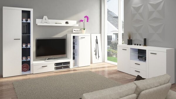 Mobilier living Rokara (cu komodou) (Alb) (fără iluminat). 1058156