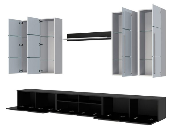 Mobilier living Bridget (Alb + Alb lucios) (Negru + Negru lucios ). 1058185