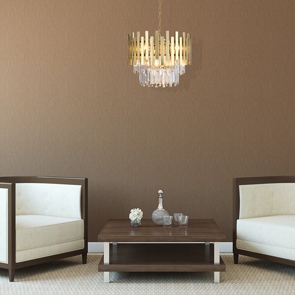 Eko-Light Lampă suspendată Aspen metal cristale de sticlă aurii, înălțime 30 cm, reglabil, Auriu / Alamă, Camera de zi / sufragerie, Metal