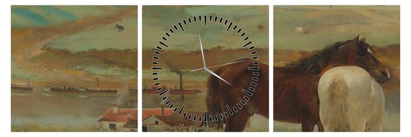 Tablou - Edgar Degas, Horses in a Meadow, reproducere (cu ceas) (90x30 cm)