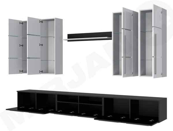 Mobilier living Bridget (Alb + Alb lucios) (Negru + Negru lucios ). 1058185