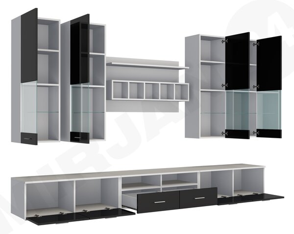 Mobilier living Octavia II (Alb + Negru lucios ). 1058182