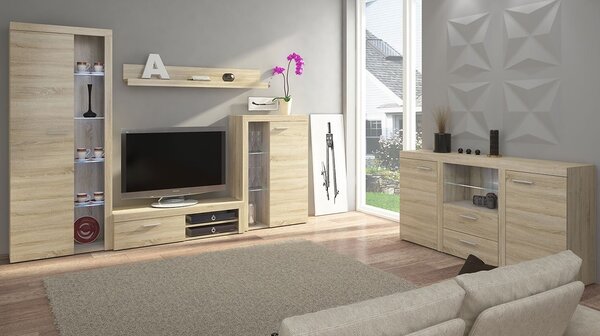 Mobilier living Rokara (cu komodou) (stejar sonoma) (fără iluminat). 1058157