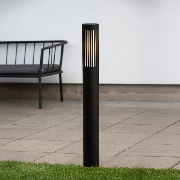 Konstsmide Bornă luminoasă Pistoia, negru, înălțime 95 cm, metal, IP54, reglabil, Negru, Aluminiu