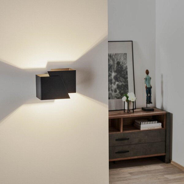 EMIBIG LIGHTING Aplică de perete Frost în formă unghiulară, negru, reglabil, Negru, Camera de zi / sufragerie, Metal, Modern