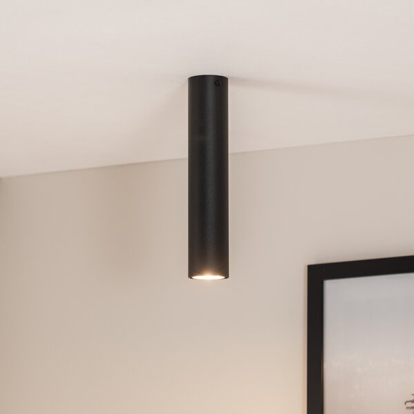 EMIBIG LIGHTING Spot de tavan Tecno 1M, oțel, GU10, înălțime 30 cm, negru, reglabil, Negru, Camera de zi / sufragerie, Metal, Modern