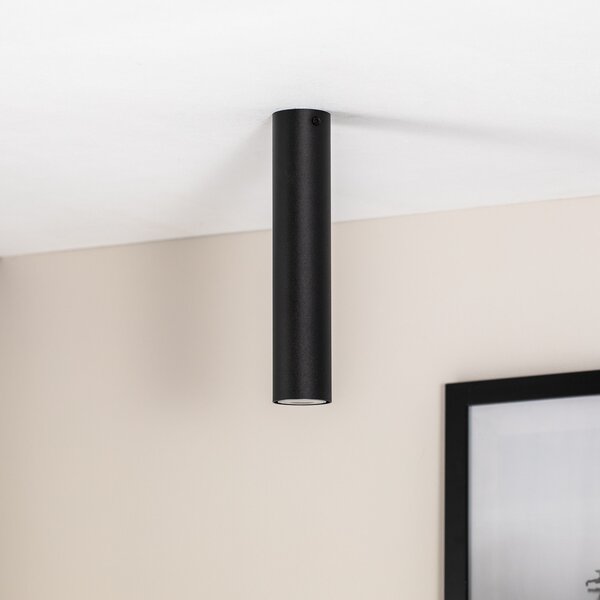 EMIBIG LIGHTING Spot de tavan Tecno 1M, oțel, GU10, înălțime 30 cm, negru, reglabil, Negru, Camera de zi / sufragerie, Metal, Modern