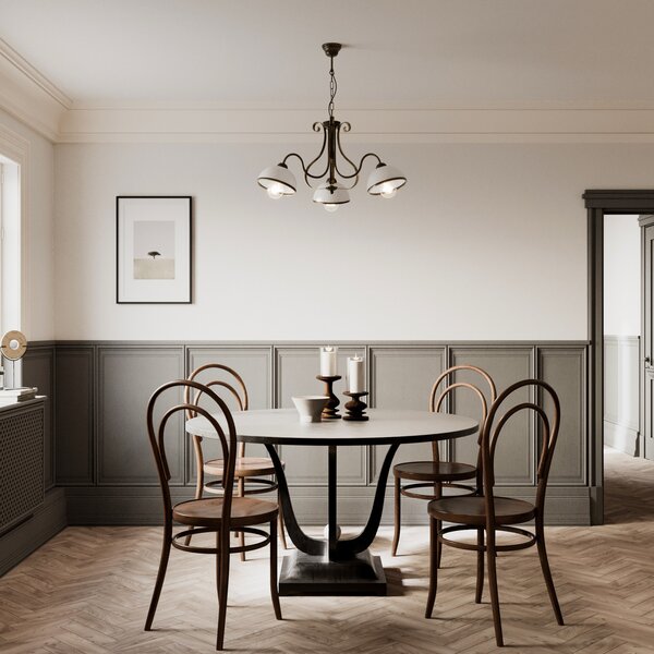 Luminex Lampă suspendată Antica în stil rustic, cu 3 becuri, reglabil, Bronz / Alamă Veche, Camera de zi / sufragerie, Sticlă, Casă de țară / Rustic