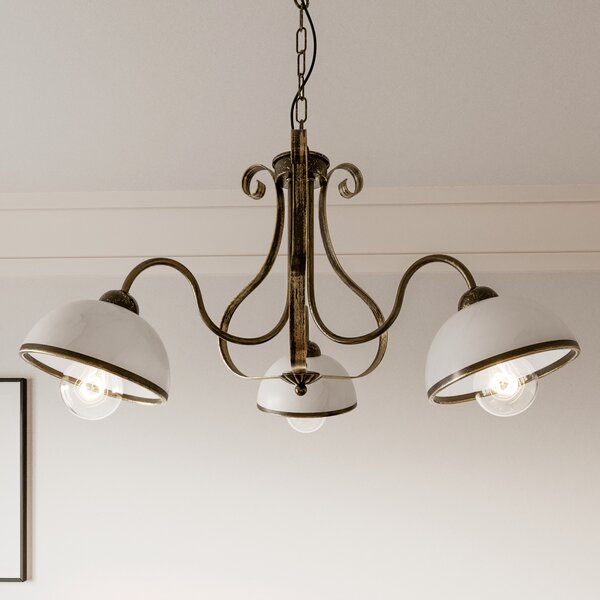 Luminex Lampă suspendată Antica în stil rustic, cu 3 becuri, reglabil, Bronz / Alamă Veche, Camera de zi / sufragerie, Sticlă, Casă de țară / Rustic