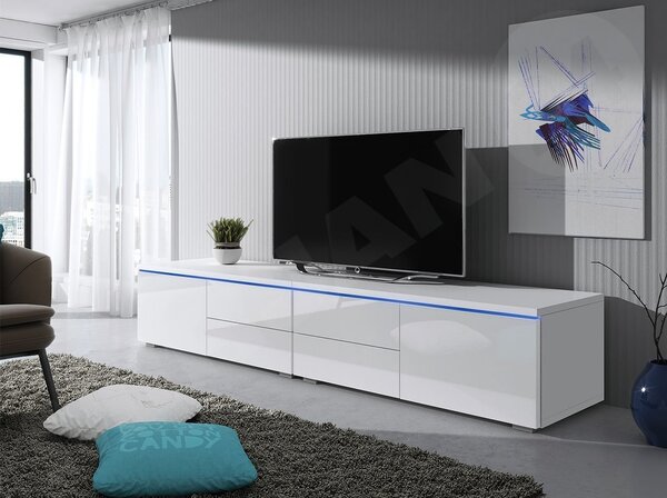 Masă TV Coral XI Double (Alb + Alb lucios). 1058398