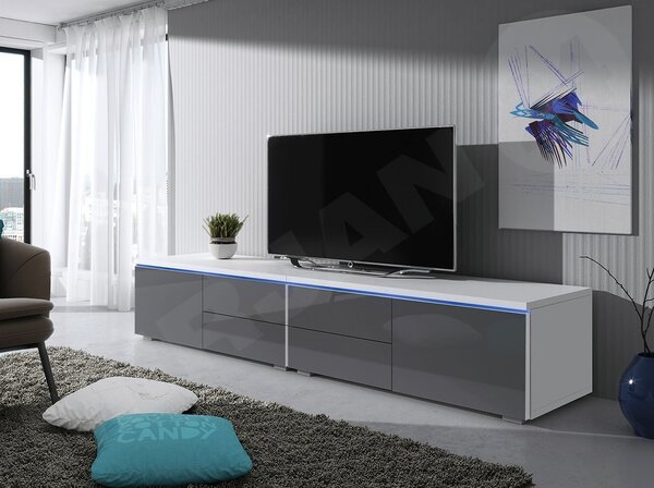Masă TV Coral XI Double (Alb + Gri lucios). 1058400