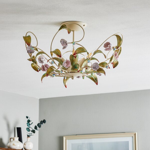 Luminex Plafonieră Rose ca candelabru, cu 5 becuri, reglabil, Multicolor, Camera de zi / sufragerie, Metal, Florentin