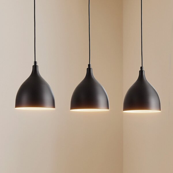 Luminex Lampă suspendată Nanu, negru, oțel inoxidabil, 3 becuri, reglabil, Negru, Camera de zi / sufragerie, Metal, Modern
