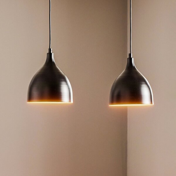 Luminex Lampă suspendată Nanu din metal negru cu 2 becuri, reglabil, Negru, Camera de zi / sufragerie, Metal, Modern