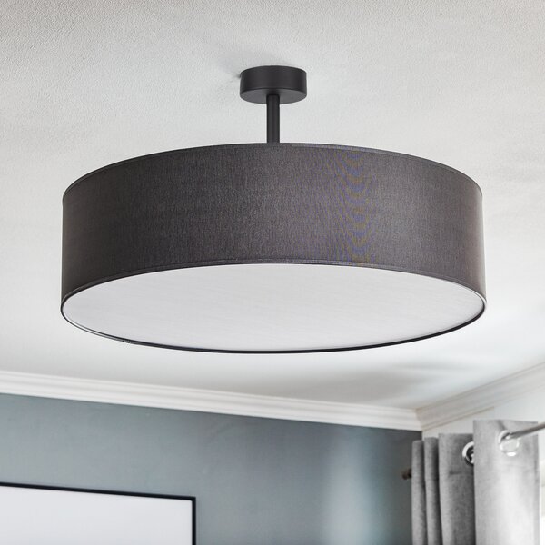 TK Lighting Plachetă Rondo cu distanță, gri Ø 60cm, reglabil, Gri, dormitor, Țesătură / Textil, Modern
