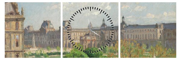 Tablou - Camille Pissarro, Place du Carrousel, Paris, reproducere (cu ceas) (90x30 cm)