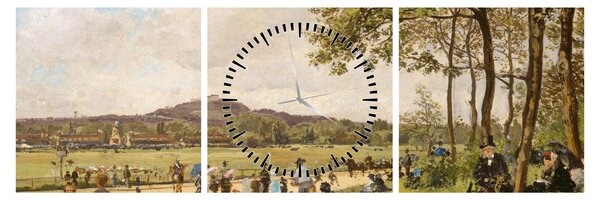Tablou - French 19th Century, Race Course at Longchamps, reproducere (cu ceas) (90x30 cm)