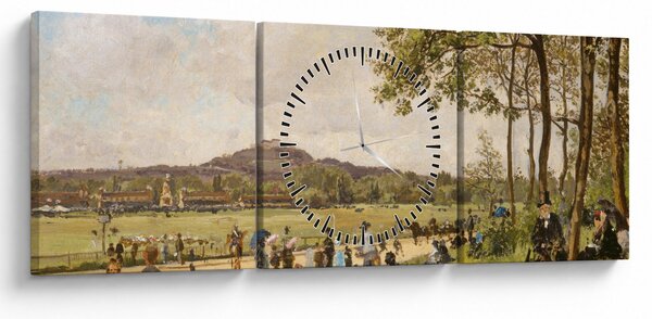 Tablou - French 19th Century, Race Course at Longchamps, reproducere (cu ceas) (90x30 cm)