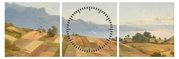 Tablou - Alexandre Calame, Swiss Landscape, reproducere (cu ceas) (90x30 cm)