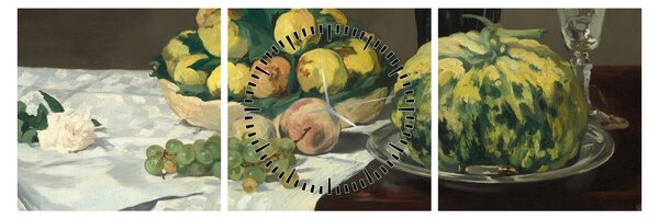 Tablou - Edouard Manet, Still Life with Melon and Peaches, reproducere (cu ceas) (90x30 cm)