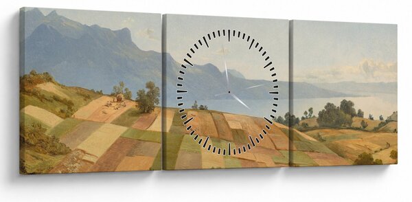 Tablou - Alexandre Calame, Swiss Landscape, reproducere (cu ceas) (90x30 cm)