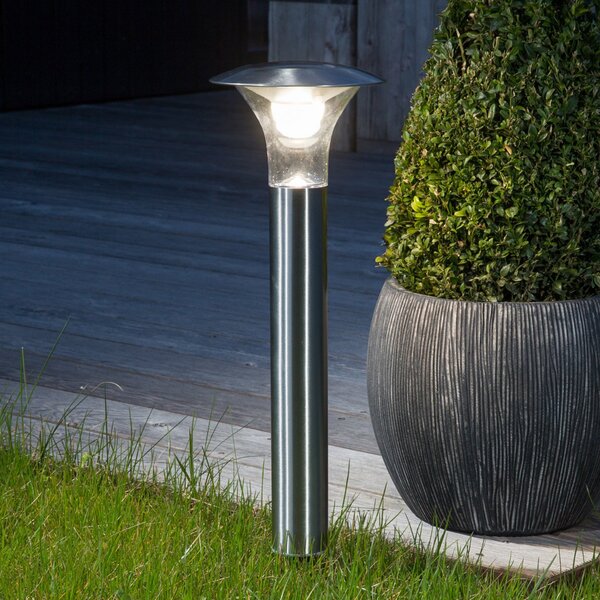 Lindby Lampa solară LED cu țăruș Jolin, 66 cm, oțel inoxidabil, Metalic, Metal, Modern
