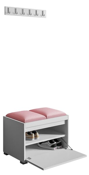 Mobilier pentru hol Kendora 60 + 2 buc. panouri tapițate de perete Pag 30x30 (Alb) (Manila 02). 1059849