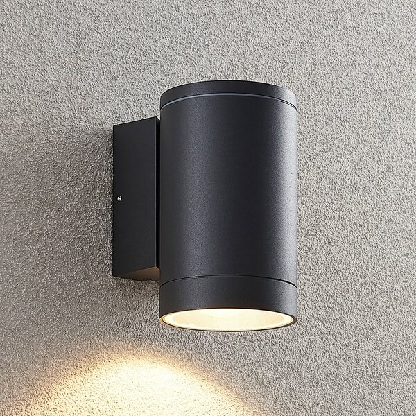 Lucande Luceafăr de perete exterior Thomke, 1 bec, aluminiu antracit, reglabil, Gri, Metal, Modern