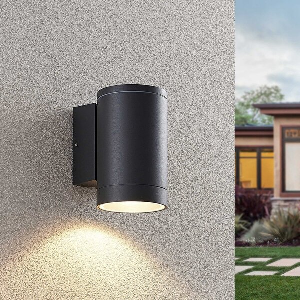 Lucande Luceafăr de perete exterior Thomke, 1 bec, aluminiu antracit, reglabil, Gri, Metal, Modern