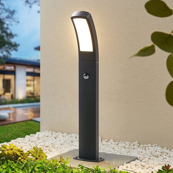 Lindby lampă cu soclu Moshe, 60 cm, antracit, senzor, Negru, Metal, Modern