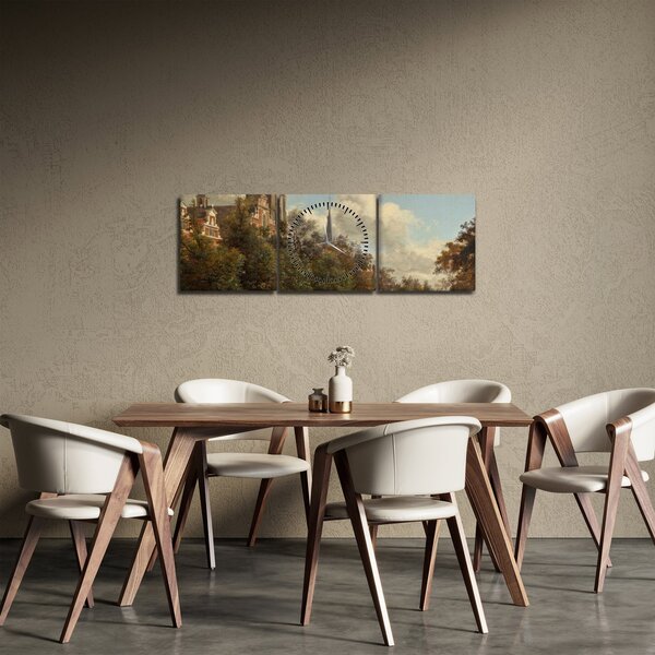 Tablou - Jan van der Heyden, View Down a Dutch Canal, reproducere (cu ceas) (90x30 cm)