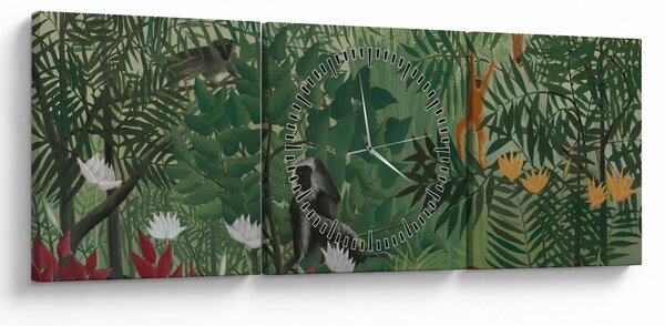 Tablou - Henri Rousseau, Tropical Forest with Monkeys, reproducere (cu ceas) (90x30 cm)
