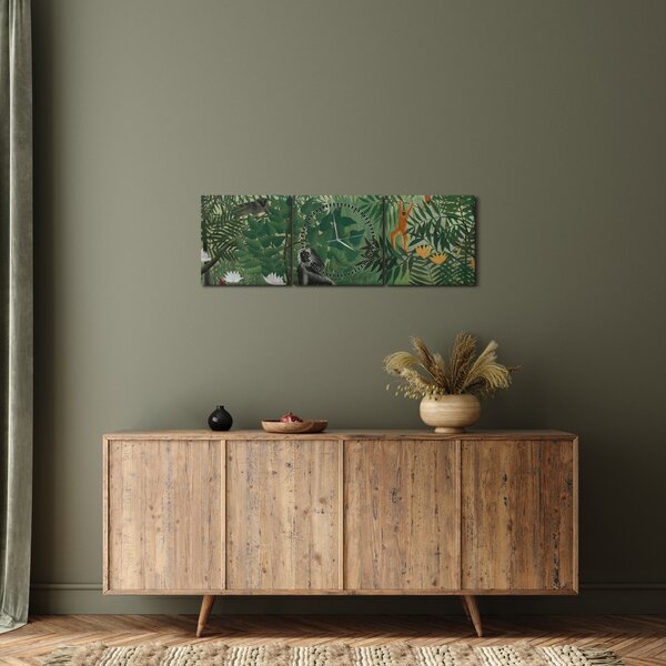 Tablou - Henri Rousseau, Tropical Forest with Monkeys, reproducere (cu ceas) (90x30 cm)