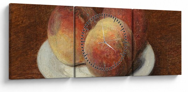 Tablou - Henri Fantin-Latour, Three Peaches on a Plate, reproducere (cu ceas) (90x30 cm)