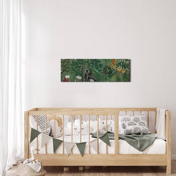 Tablou - Henri Rousseau, Tropical Forest with Monkeys, reproducere (cu ceas) (90x30 cm)